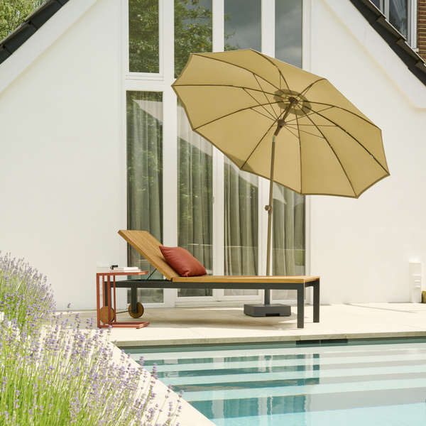 PAOLO Mittelstockschirm Ø270cm taupe AluGest., Tischpl. aus gesinterter Stein in beige