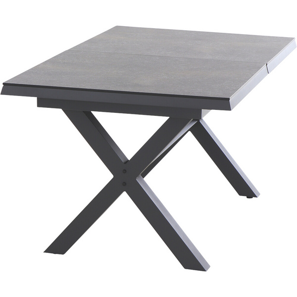 SINCRO Ausziehtisch 160/200x90cm matt anthrazit/ferro AluGest. in teaklook, Ranotex® Bez.