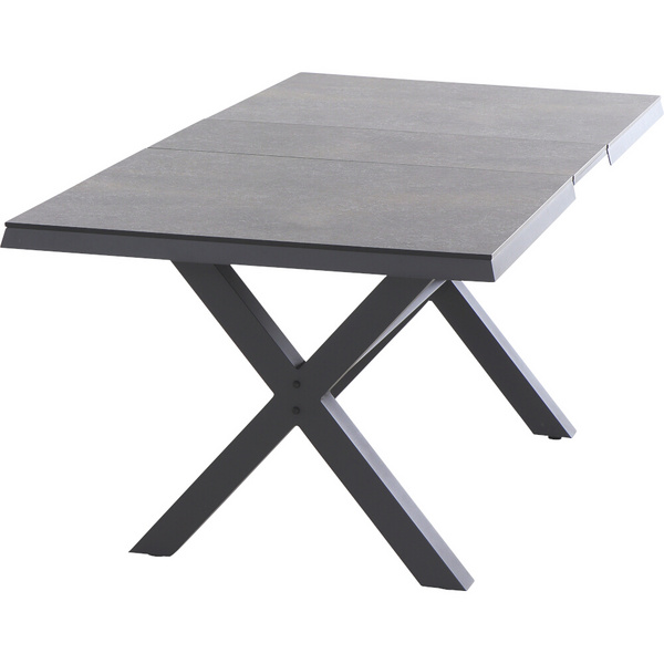 SINCRO Ausziehtisch 160/200x90cm matt anthrazit/ferro AluGest. in teaklook, Ranotex® Bez.