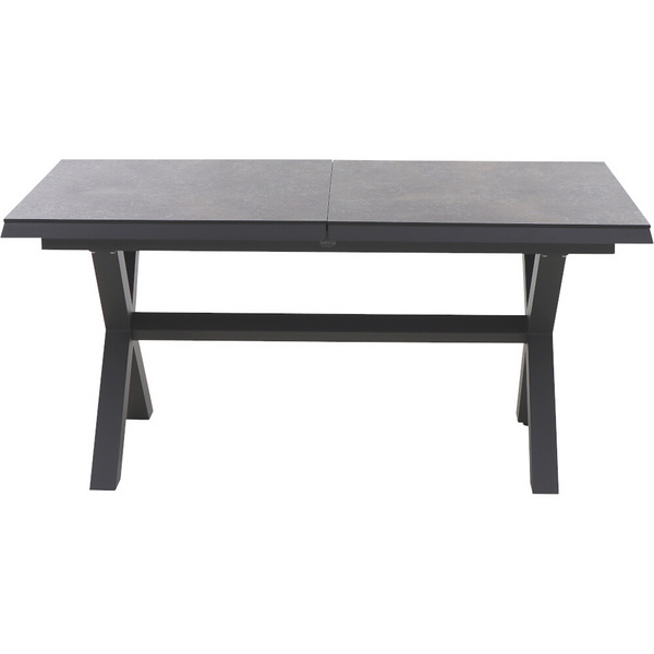 SINCRO Ausziehtisch 160/200x90cm matt anthrazit/ferro AluGest. in teaklook, Ranotex® Bez.