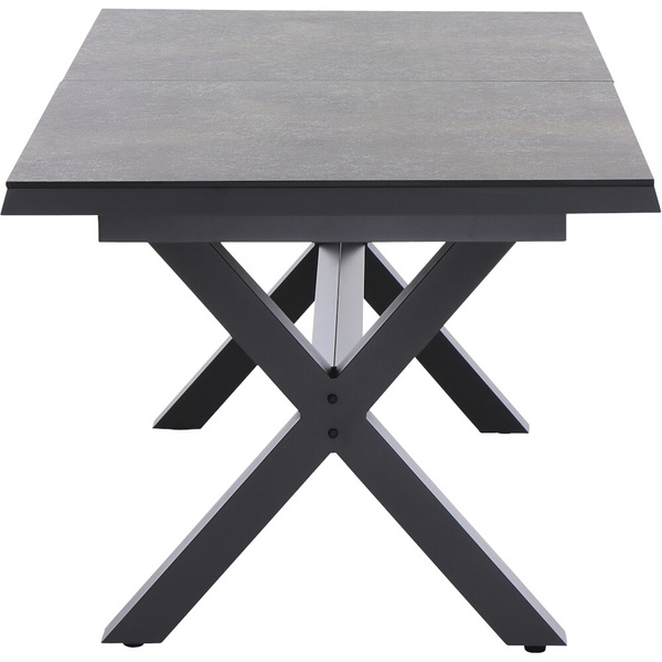 SINCRO Ausziehtisch 160/200x90cm matt anthrazit/ferro AluGest. in teaklook, Ranotex® Bez.