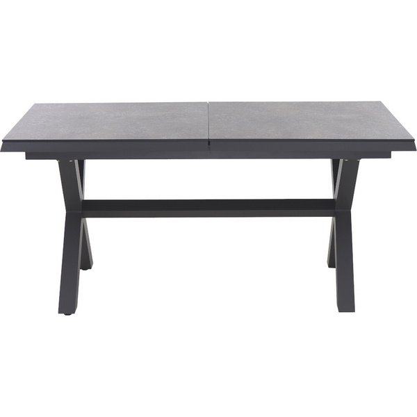 SINCRO Ausziehtisch 160/200x90cm matt anthrazit/ferro AluGest. in teaklook, Ranotex® Bez.
