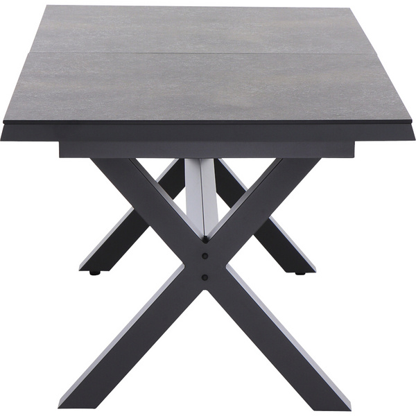 SINCRO Ausziehtisch 160/200x90cm matt anthrazit/ferro AluGest. in teaklook, Ranotex® Bez.