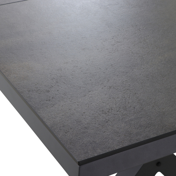 SINCRO Ausziehtisch 160/200x90cm matt anthrazit/ferro AluGest. in teaklook, Ranotex® Bez.