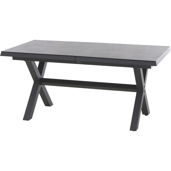 SINCRO Ausziehtisch 160/200x90cm matt anthrazit/ferro AluGest. in teaklook, Ranotex® Bez.