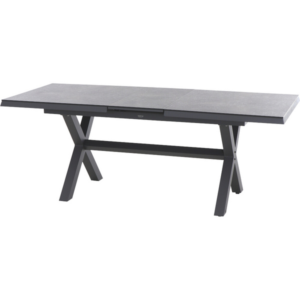 SINCRO Ausziehtisch 160/200x90cm matt anthrazit/ferro AluGest. in teaklook, Ranotex® Bez.