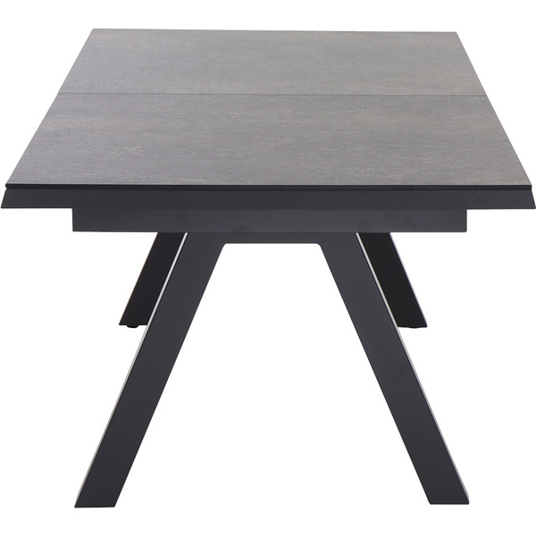 TIRANA Ausziehtisch 200/260cm anthrazit/titan AluGest. in teaklook, Tischpl. aus Glas in dark concrete