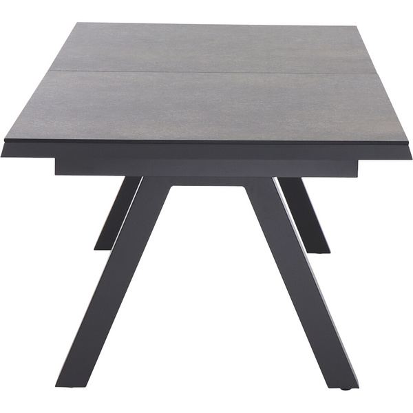 TIRANA Ausziehtisch 200/260cm anthrazit/titan AluGest. in teaklook, Tischpl. aus Glas in dark concrete