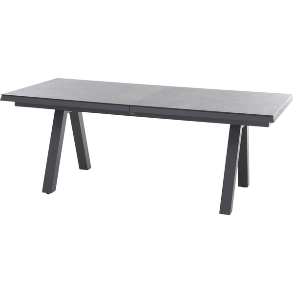 TIRANA Ausziehtisch 200/260cm anthrazit/titan AluGest. in teaklook, Tischpl. aus Glas in dark concrete