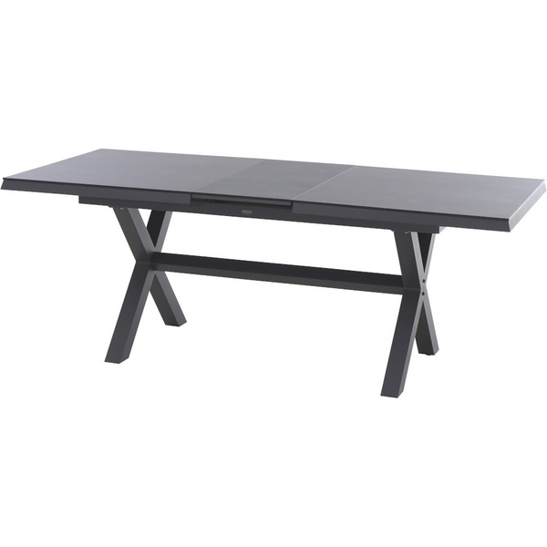 SINCRO Ausziehtisch 200/260x100cm matt anthrazit/ferro Gest. Stahl, Bez. 100% Polyester blau