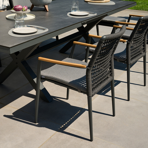 CORTINA Stapelsessel matt anthrazit/grau Bedruckt, Bez. 70% Baumw. und 30% Polyester