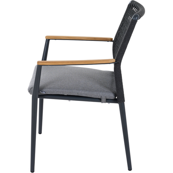 CORTINA Stapelsessel matt anthrazit/grau Bedruckt, Bez. 70% Baumw. und 30% Polyester