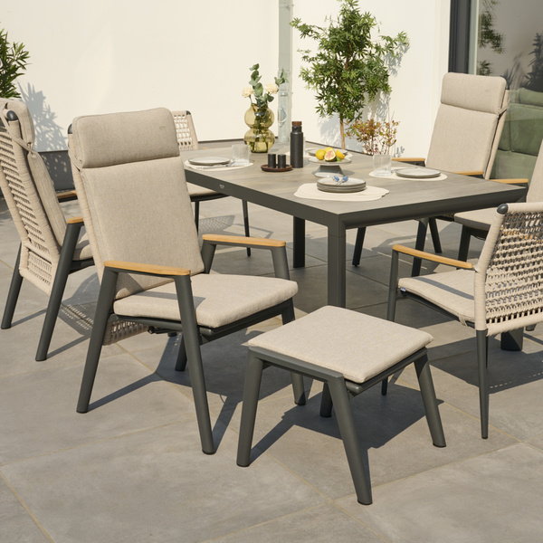 CORTINA Hocker matt anthrazit/natur Bedruckt, Bez. 70% Baumw. und 30% Polyester