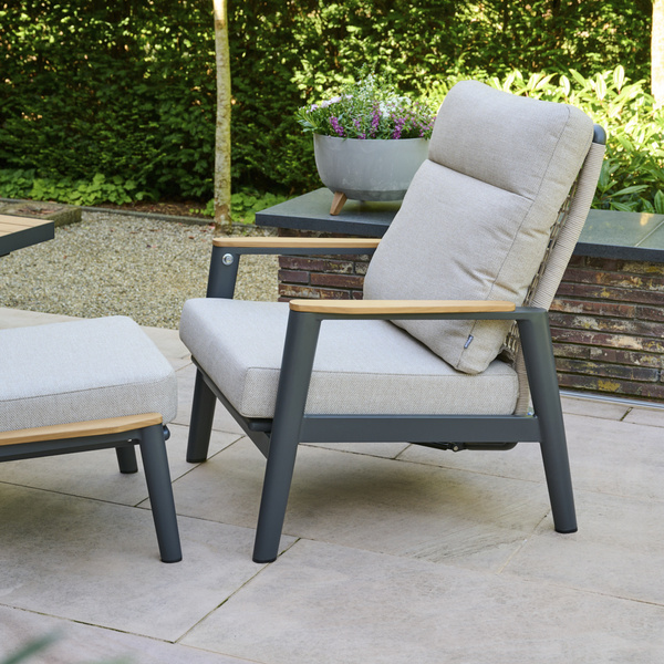 CORTINA Lounge Move Sessel matt anthrazit/natur Bedruckt, Bez. 70% Baumw. und 30% Polyester