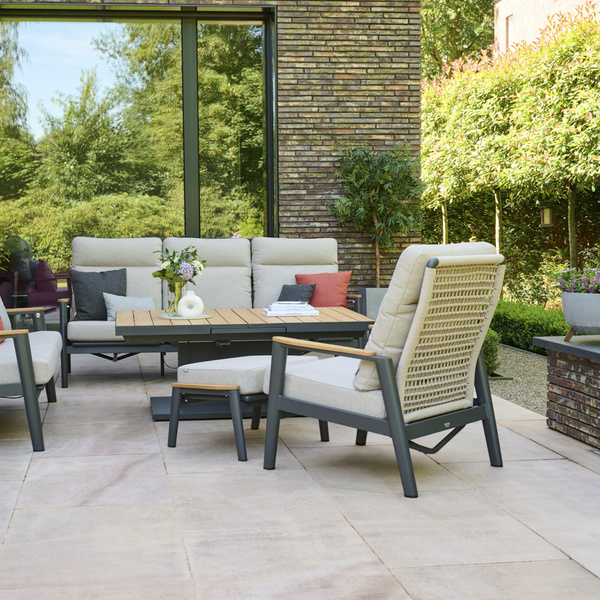 CORTINA Lounge Move Sessel matt anthrazit/natur Bedruckt, Bez. 70% Baumw. und 30% Polyester