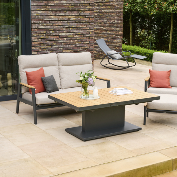 CORTINA 2er Bank matt anthrazit/natur Bedruckt, Bez. 70% Baumw. und 30% Polyester