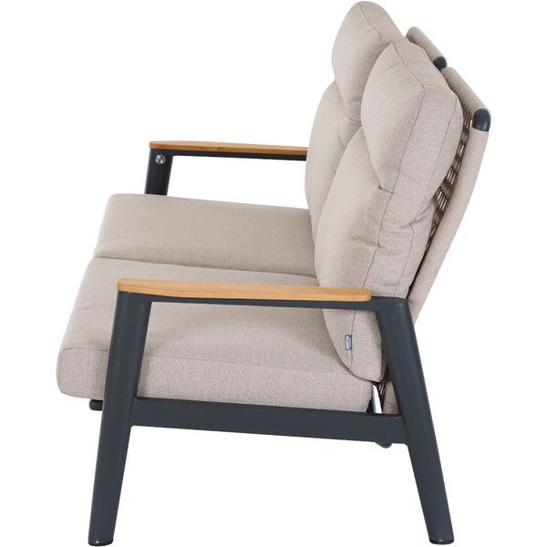 CORTINA 2er Bank matt anthrazit/natur Bedruckt, Bez. 70% Baumw. und 30% Polyester