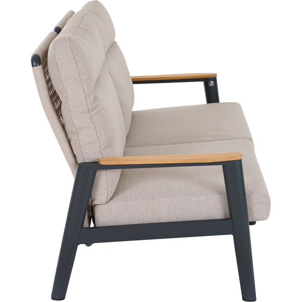 CORTINA 2er Bank matt anthrazit/natur Bedruckt, Bez. 70% Baumw. und 30% Polyester