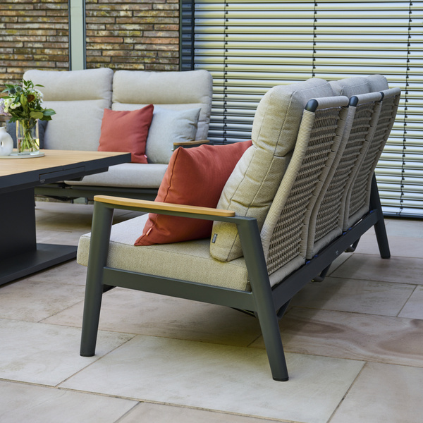 CORTINA 2er Bank matt anthrazit/natur Bedruckt, Bez. 70% Baumw. und 30% Polyester