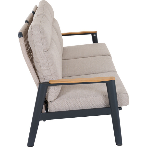 CORTINA 3er Bank matt anthrazit/natur Bedruckt, Bez. 70% Baumw. und 30% Polyester