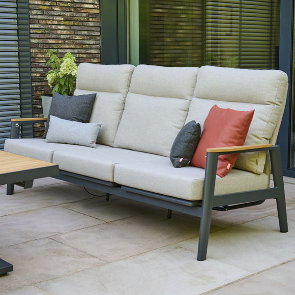 CORTINA 3er Bank matt anthrazit/natur Bedruckt, Bez. 70% Baumw. und 30% Polyester