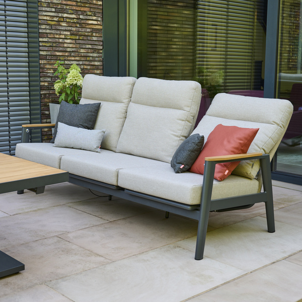 CORTINA 3er Bank matt anthrazit/natur Bedruckt, Bez. 70% Baumw. und 30% Polyester