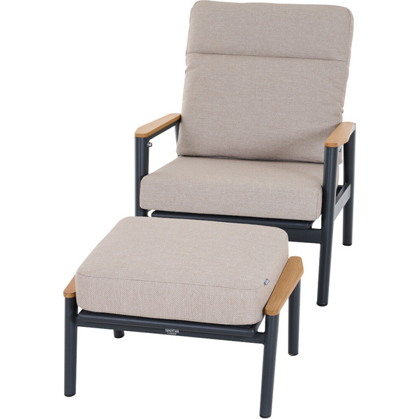 CORTINA Loungehocker matt anthrazit/Kissen natur Bedruckt, Bez. 70% Baumw. und 30% Polyester