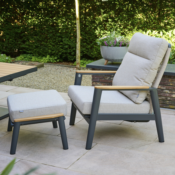 CORTINA Loungehocker matt anthrazit/Kissen natur Bedruckt, Bez. 70% Baumw. und 30% Polyester