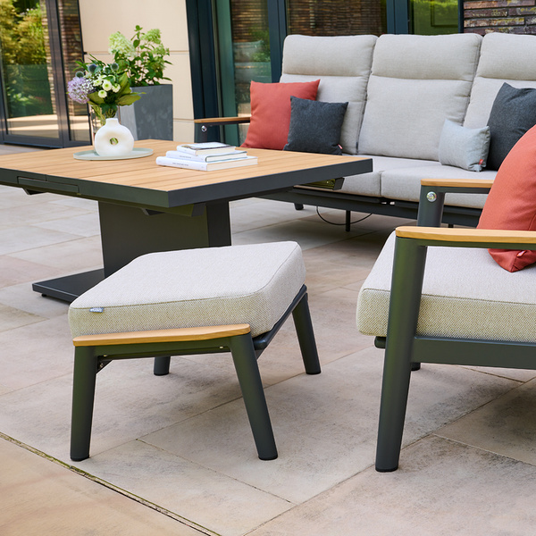 CORTINA Loungehocker matt anthrazit/Kissen natur Bedruckt, Bez. 70% Baumw. und 30% Polyester