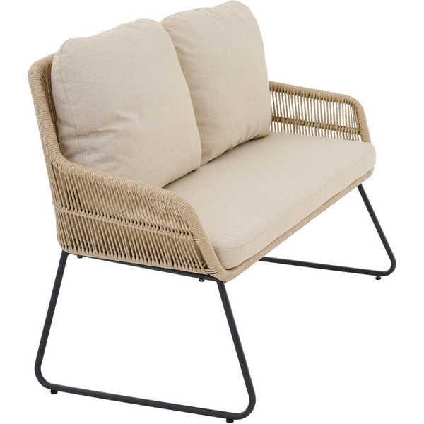 KANSAS 2er Diningbank matt anthrazit/taupe Polyester, PU-bes