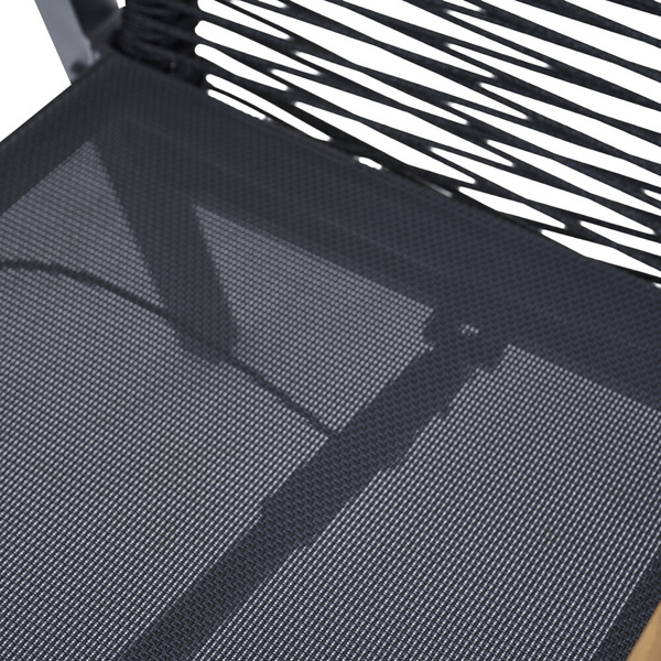 BOLOGNA Move Sessel, anthrazit, Rope schwarz + Teakarmlehne Gest. Alu, Bez. 100% Polyester, grau