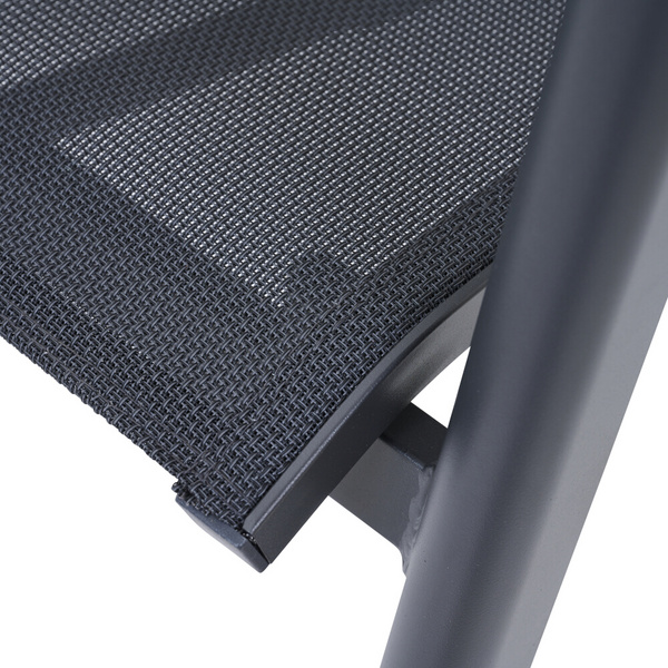 BOLOGNA Move Sessel, anthrazit, Rope schwarz + Teakarmlehne Gest. Alu, Bez. 100% Polyester, grau