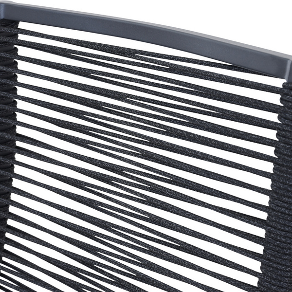 BOLOGNA Move Sessel, anthrazit, Rope schwarz + Teakarmlehne Gest. Alu, Bez. 100% Polyester, grau