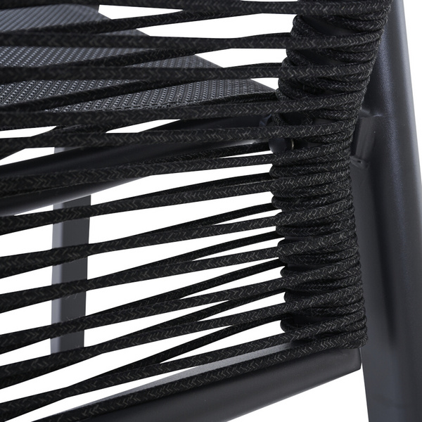 BOLOGNA Move Sessel, anthrazit, Rope schwarz + Teakarmlehne Gest. Alu, Bez. 100% Polyester, grau