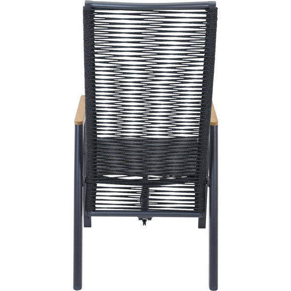 BOLOGNA Move Sessel, anthrazit, Rope schwarz + Teakarmlehne Gest. Alu, Bez. 100% Polyester, grau