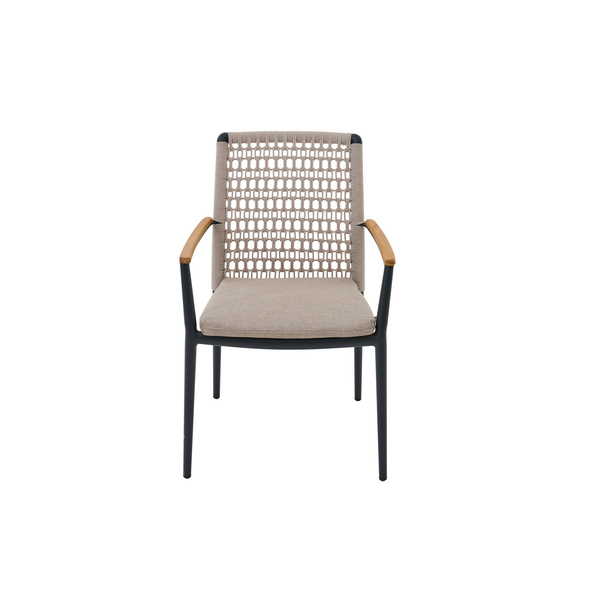 Cortina Stapelsessel anthrazit/natur Alu, Rope, Armlehnen Teak