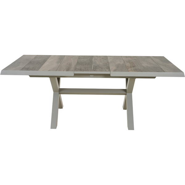 SINCRO Ausziehtisch 160/200x90cm taupe-grey/washed grey Bouclé-Gewebe, Bez. 100% Polyester