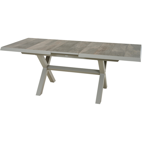 SINCRO Ausziehtisch 160/200x90cm taupe-grey/washed grey Bouclé-Gewebe, Bez. 100% Polyester