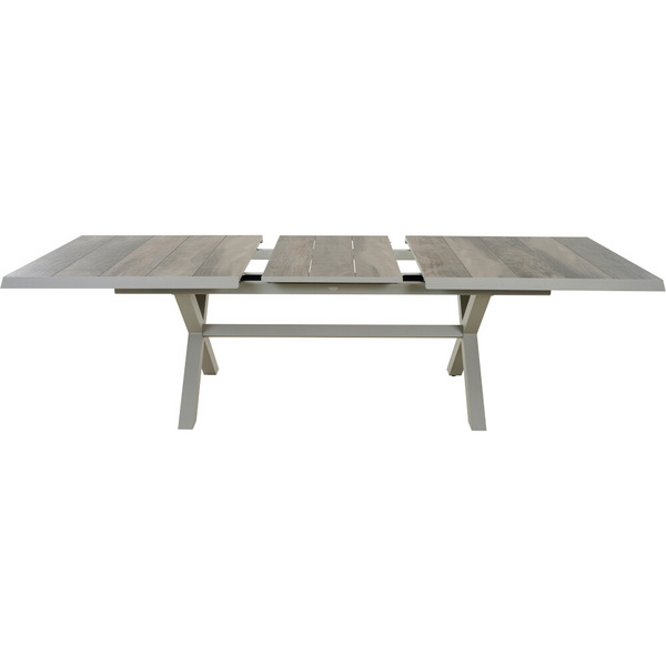 SINCRO Ausziehtisch 200/260x100cm matt seidengrau/washed grey Bouclé-Gewebe, Bez. 100% Polyester