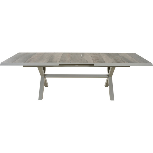 SINCRO Ausziehtisch 200/260x100cm matt seidengrau/washed grey Bouclé-Gewebe, Bez. 100% Polyester