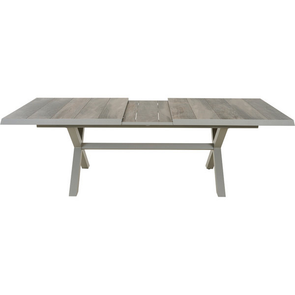 SINCRO Ausziehtisch 200/260x100cm matt seidengrau/washed grey Bouclé-Gewebe, Bez. 100% Polyester