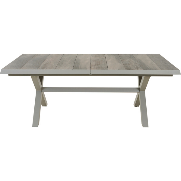 SINCRO Ausziehtisch 200/260x100cm matt seidengrau/washed grey Bouclé-Gewebe, Bez. 100% Polyester
