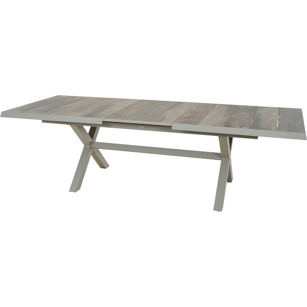 SINCRO Ausziehtisch 200/260x100cm matt seidengrau/washed grey Bouclé-Gewebe, Bez. 100% Polyester