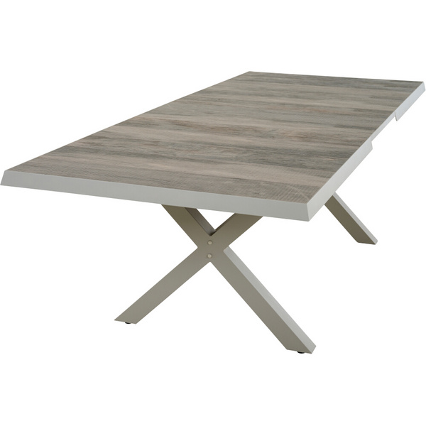 SINCRO Ausziehtisch 200/260x100cm matt seidengrau/washed grey Bouclé-Gewebe, Bez. 100% Polyester