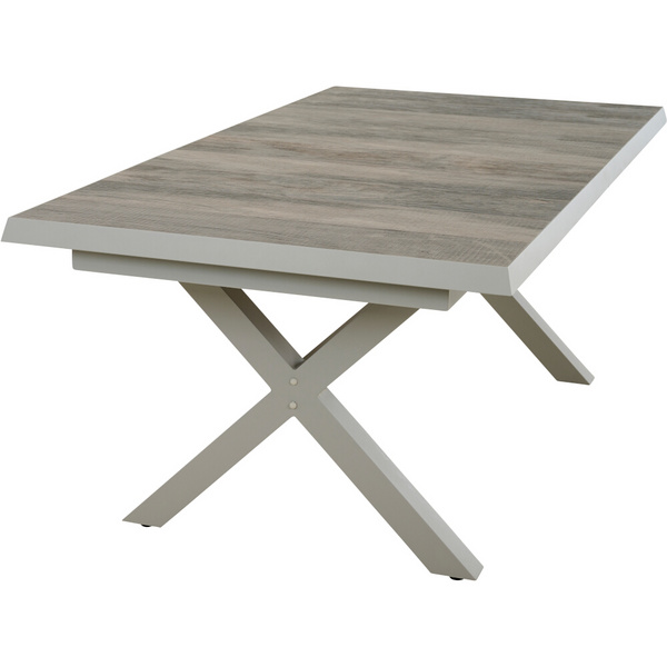 SINCRO Ausziehtisch 200/260x100cm matt seidengrau/washed grey Bouclé-Gewebe, Bez. 100% Polyester