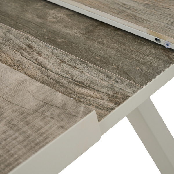 SINCRO Ausziehtisch 200/260x100cm matt seidengrau/washed grey Bouclé-Gewebe, Bez. 100% Polyester