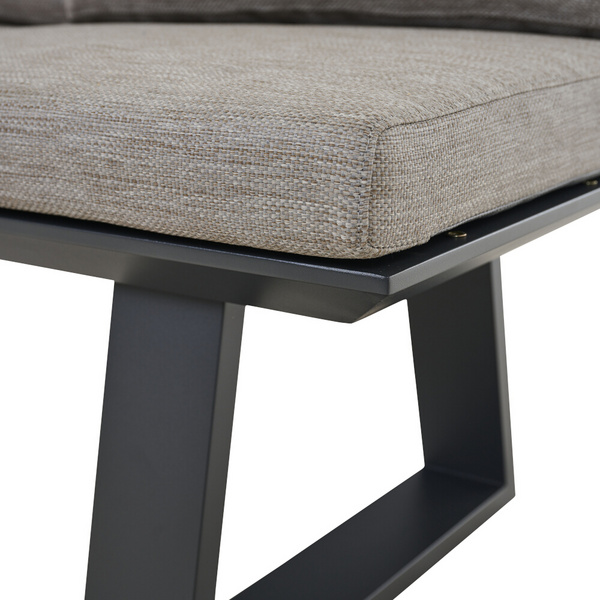 REPTON Dining Bank matt anthrazit/mix taupe Gest. Alu olive, Streben Fiberglas, Bez. 100% Polyester olive