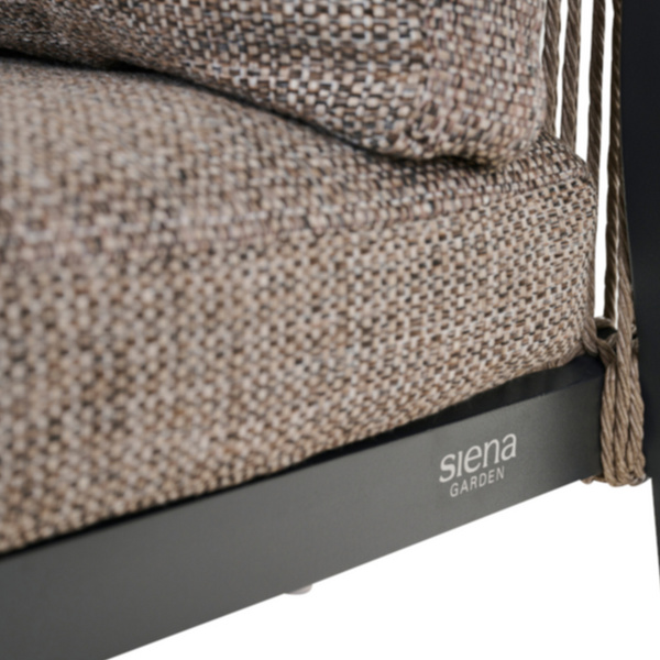 LIGURIA Comfort Plus 2er Bank matt anthrazit/taupe Gest. Alu, Streben Alu anthrazit-mel.