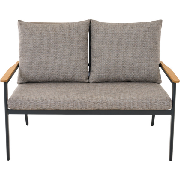 LIGURIA Comfort Plus 2er Bank matt anthrazit/taupe Gest. Alu, Streben Alu anthrazit-mel.