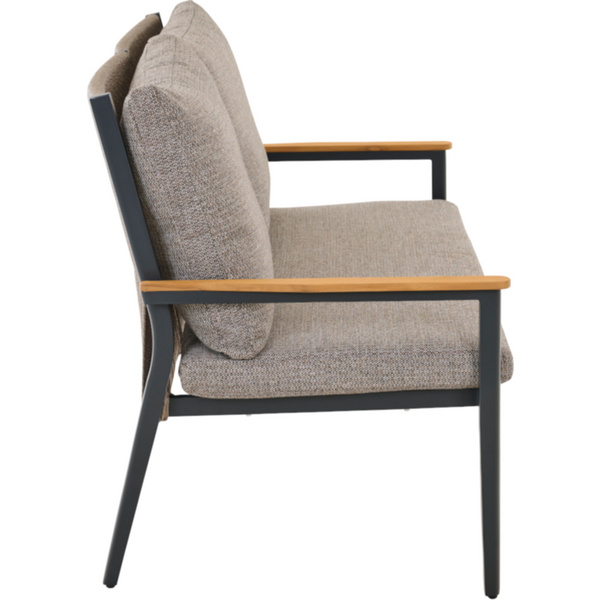 LIGURIA Comfort Plus 2er Bank matt anthrazit/taupe Gest. Alu, Streben Alu anthrazit-mel.